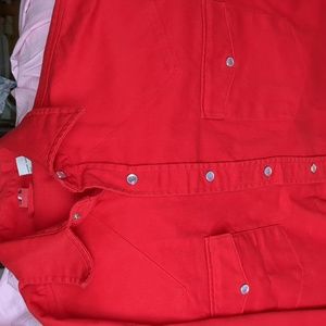 Red 100%cotton men's western style jacket pearl snaps medium